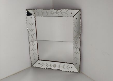Art Nouveau Deco  Wall Hanging Ornate Mirror Vanity Cut to Clear Glass WOW 