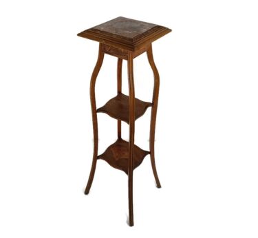 Art Nouveau Deco Ornate 3 Tier Pedestal Table Plant Bonsai Stand Marble top Antique
