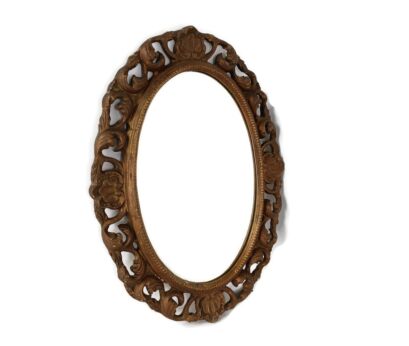Lovely Hallway Bathroom Vanity Mirror Hand Carved wooden Plaster Frame Vintage Modernist