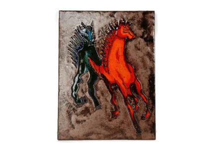Ruscha Horses  Red Blue Fat Lava Germany Space Age Pop Art Psychedelic Wall Tile 70s 
