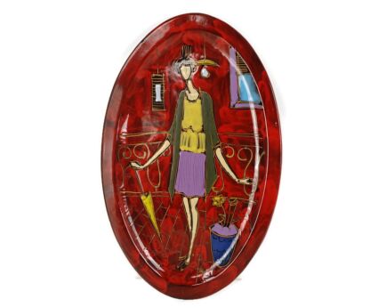 Fantoni Gambone Style Pop Art Funky Ceramic Italian Dish Lady  glazed Modernist  