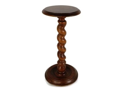 Hand Carved Wood Barley Twist Pedestal Display Side Table Plant Stand Country Barn  Style