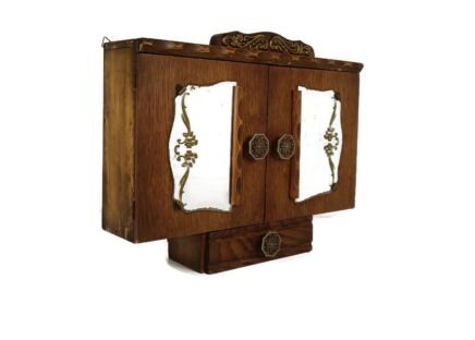 Antique Art Deco Cabinet Mirror Kitchen Medicine Apothecary Bathroom Kitchen 