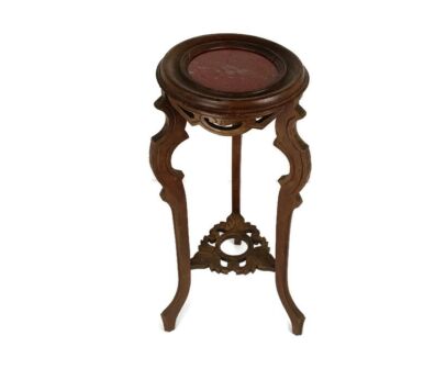 Carved Wood Marble Top Plant Flower Bonsai Stand  Side table Pedestal Antique Beautiful 