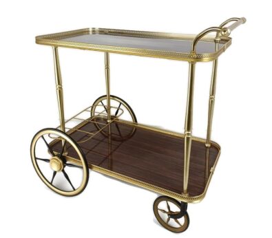 Bar Cocktail Entertainment Cart Trolley Kitchen Island Veneer Wood Drawer Retro Gorgeous Vintage