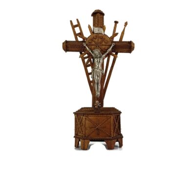 Tramp Trench Tramp Folk art Standing Hand Made  Wood Crucifix tools of Passion 