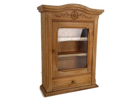 Medicine cabinet, carved wood, etched wood, display cabinet, wall hanging, vintage, farmhouse