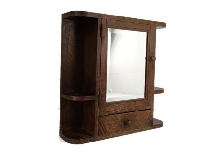 Vintage Medicine Apothecary Bathroom Display cabinet Side boards Beveled glass Wood