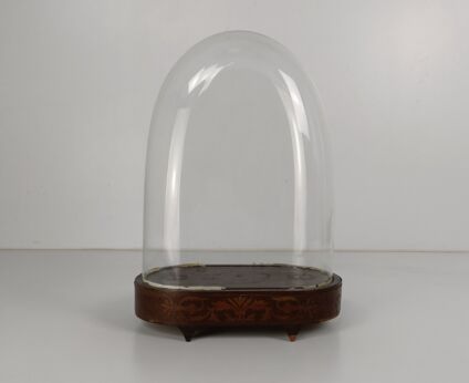 Antique Victorian Oval Hand Blown Glass Globe Dome Doll Clock 15.9"H 12"W6.37"