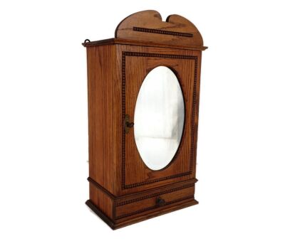 Apothecary Medicine Cabinet Vintage Hobnails Wood Beveled glass Kitchen Bathroom  Gorgeous