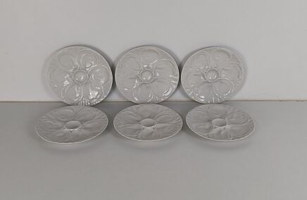 Set of 6 French Pillivuyt Oyster Plates Porcelain Faience White Stylish French Marked