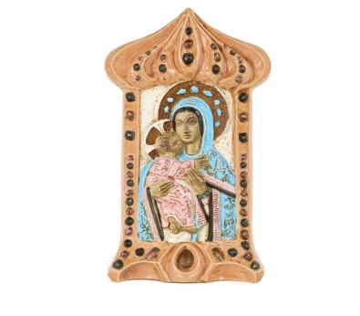 Black Madonna Gorgeous Vintage Wall Plaque Ceramic Collector Roger Guerin  