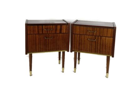 PairVintage Nightstands End tables Mid Century Modern Wood Retro Palissander Funky 