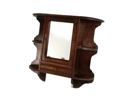 Display Cabinet Apothecary Medicine Bathroom Vintage Carved Wood Barn farmhouse style