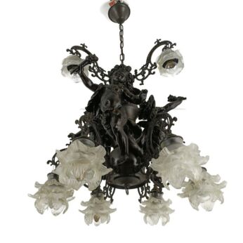 Gorgeous Putti Chandelier Flower Sconces Resin 9 lights Hollywood regency Beautiful