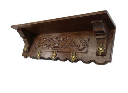 Coat rack Hat rack kitchen Rack, wood, lovely Carved wood Antique  Hooks french Fleur de Lis 