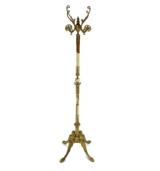 Modernist  Ornate  Onyx Brass Hall Tree Floor Coat Hat Rack Eyecatcher Italy Mermaids base 