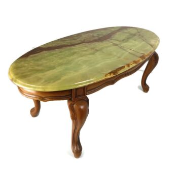 Mid Century Hollywood Regency Coffee Side Occasional Table Marble top wood Louis XV style