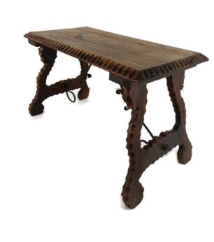 Vintage Spanish Wooden Side Occasional Coffee Wine Table  Barn Country Style hand Carved