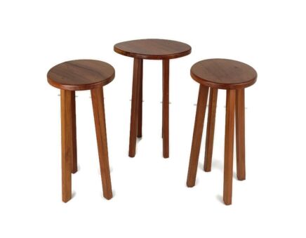 set of 3 Vintage Pedestal Hand Carved Wood Plant stands Side Tables occasional bonsai stands