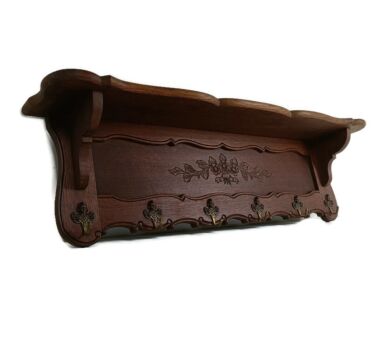 Hand Carved Wood French Oak Coat Hat Kitchen Hallway Rack Antique Ornate 