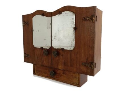 Art Deco antique Medicine Cabinet double doors Apothecary Wood Bathroom Shaving Cabinet