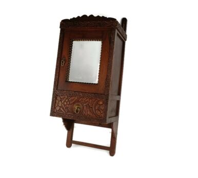 Gorgeous hand Carved Ornate Wooden Medicine Apothecary Bathroom Cabinet Beveled glass Antique