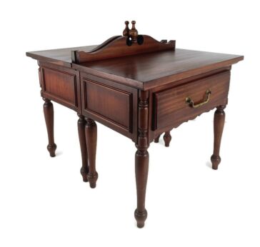 Couple Vintage Nightstands End tables Mid Century Modern Wood Pediment Spindles WOW