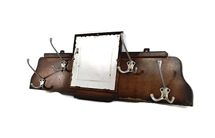 Vintage Brass Railroad Luggage Hat Coat Rack Mid century Modern Industrial Cut To Clear mirror