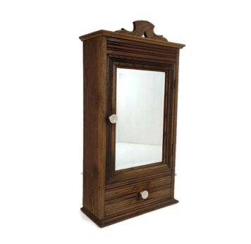 Gorgeous Antique Medicine Apothecary Cabinet Pediment  beveled glass Bathroom Kitchen 