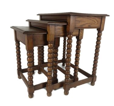 Set of 3 Hobnail legs Wooden Nesting Stacking Side Tables Barn Country Farmhouse style WOW