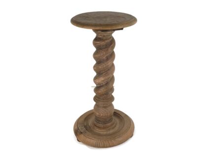 Barley Twist Pedestal Side Table Plant stand Hand Carved wood vintage Barn style large stem