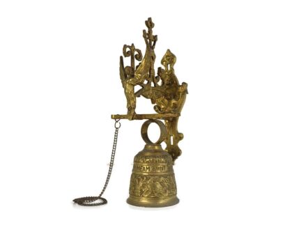Large French Doorbell knocker Brass Angel  chime   Pull cord chain  Front door knocker  Monastery bell
