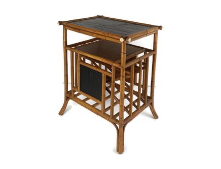 Hobo Chic Japandi Style Bamboo Side Occasional Table Cabinet Vintage extremely rare