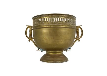 Ornate brass Planter Flower Pot handles Jardiniere   Embossed Antique art Deco 