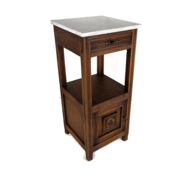 Antique Art Deco Art Nouveau Brown Marble top Side Cabinet Table Nightstand  Wood 