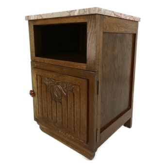 Antique Art Deco Art Nouveau  Marble top Side Cabinet End Table Nightstand  Barn Farmhouse Style
