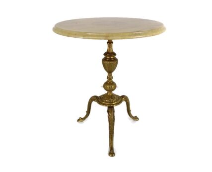hollywood regency Style  Pedestal Side Table Plant Stand Marble Onyx Brass Stylish