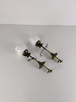 Couple of Gass Pendants Sconces Antique Glass shades very rare 