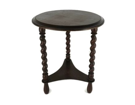 Large Barley Twist Tripod Coffee Occasional Side Table hand carved wood vintage Barn style