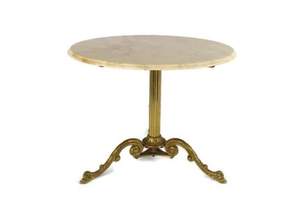 Marble Onyx Ornate Brass Occasional Coffee Wine Table Hollywood regency style vintage