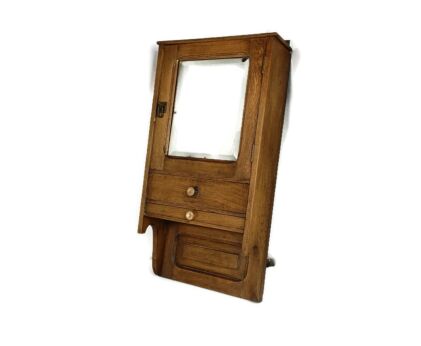 Medicine Apothecary Apothecary Bathroom Cabinet Beveled Glass Carved Wood  Barn Farmhouse