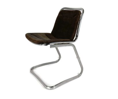Design Chair Willy Rizzo Lounge Office velour Chrome Vintage 70s Italy for Cidue