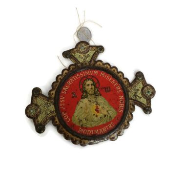 Antique Small Wall hanging Enamel Jesus Montmartre Miserere Nobis Very Rare 