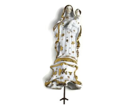 Antique 1900 Vieux Paris Porcelain Bisque Statue Virgin Mary Madonna Infant jesus  Beautiful