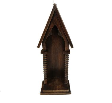 hand Carved Wooden Chapel Niche for Statue Edwardian Style Hobnails Vintage Lovely