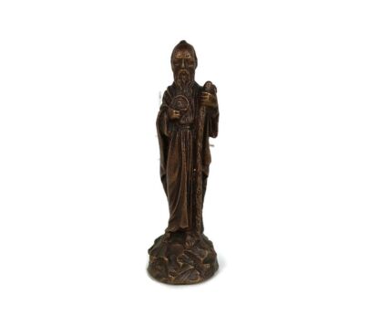 Small Miniature Figurine statue Saint Peter with Staff Heavy Brass Antique