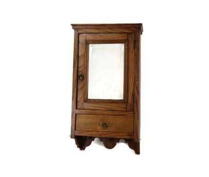 Medicine Cabinet Apothecary Bathroom Shaving Cabinet Antique Beveled Glass Mirror Carved Wood