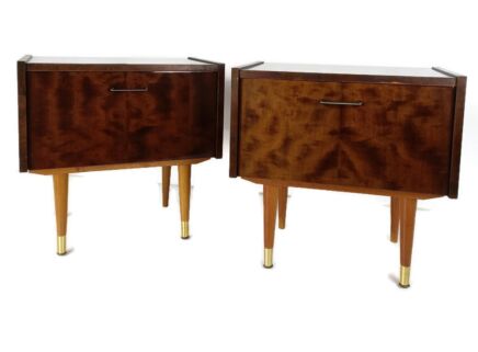 Pair Couple Vintage teak Nightstands End tables Mid Century Modern Modernist lackered 