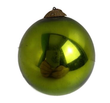 Witch Witches Ball  Green  antique Mercury Glass Protection Ornament 